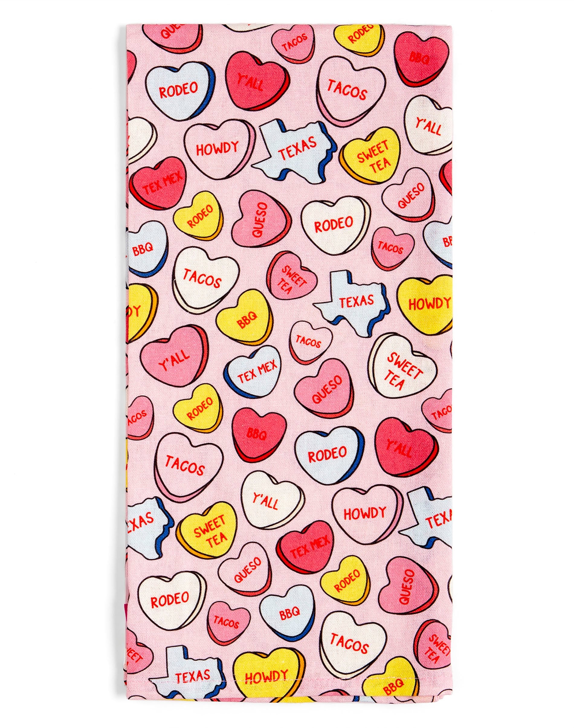 Texas Western Conversation Hearts Tea Towel